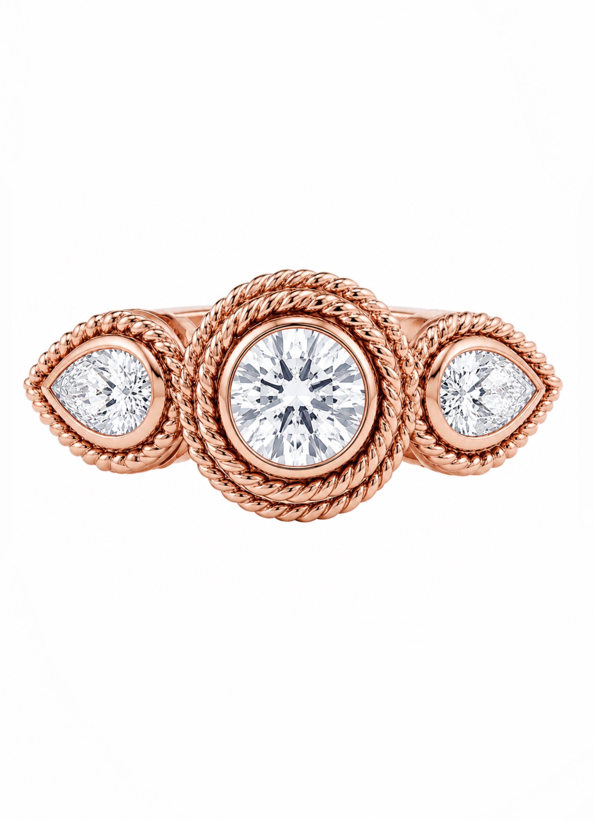 Infinity Ship Rope Trilogy Diamond Ring