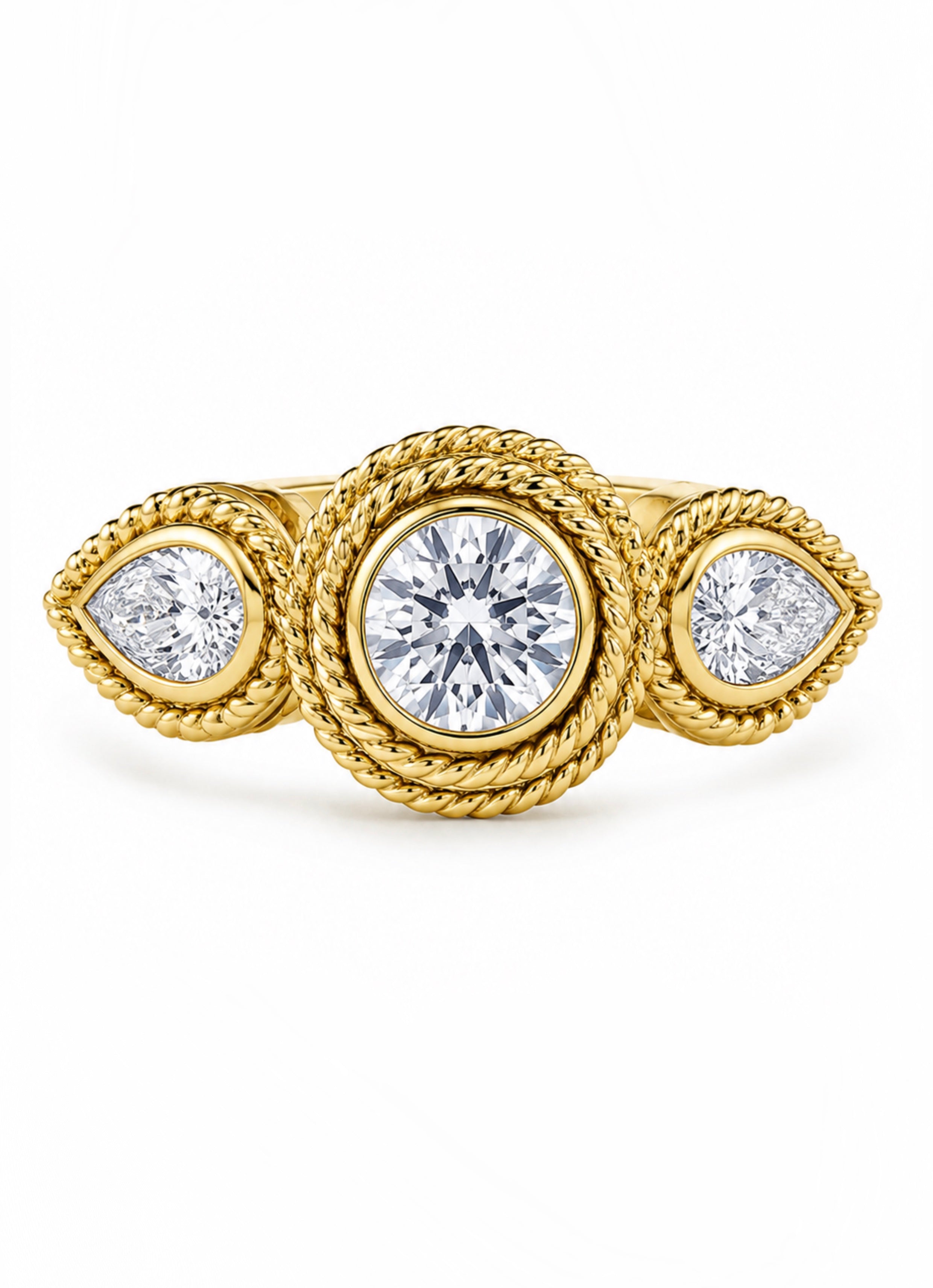 Infinity Ship Rope Trilogy Diamond Ring