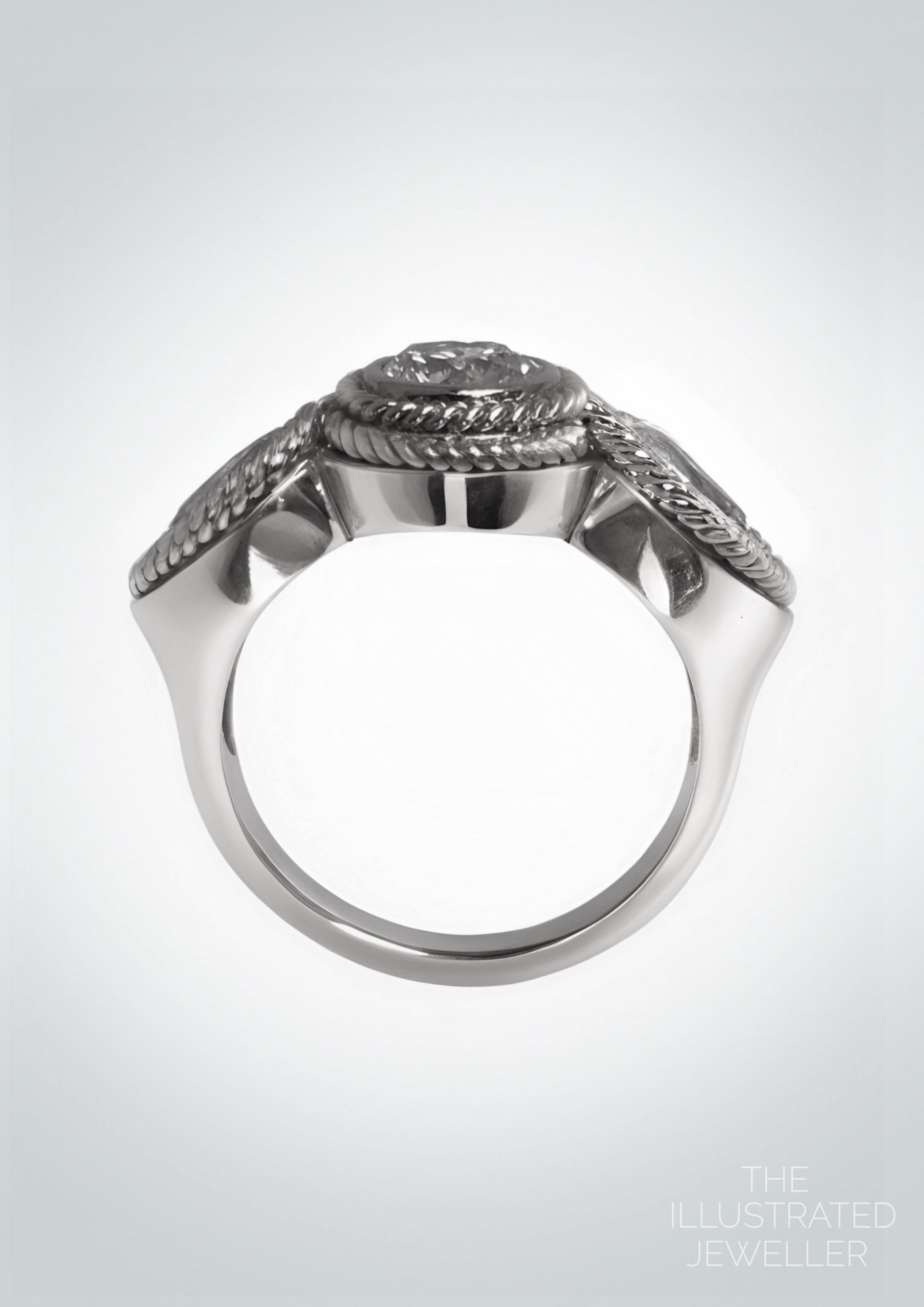 White Gold Infinity Diamond Engagement Ring - Ship Rope Design
