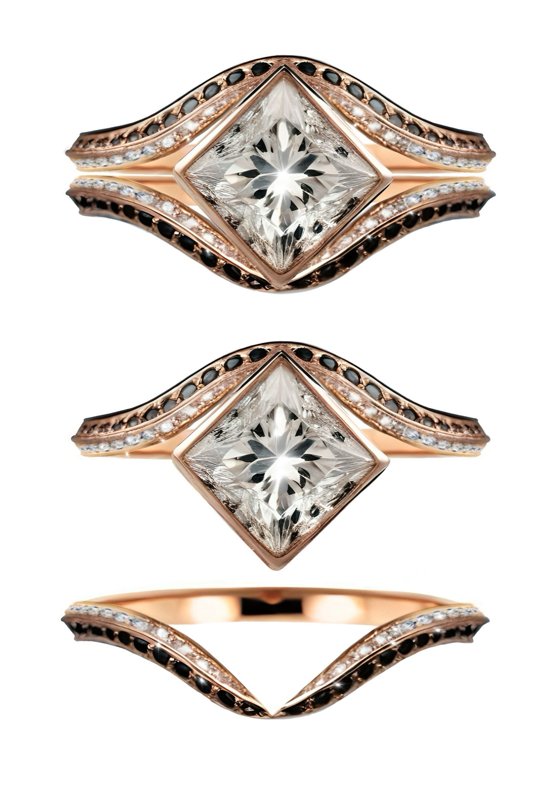 Starlight diamond bridal set rose gold