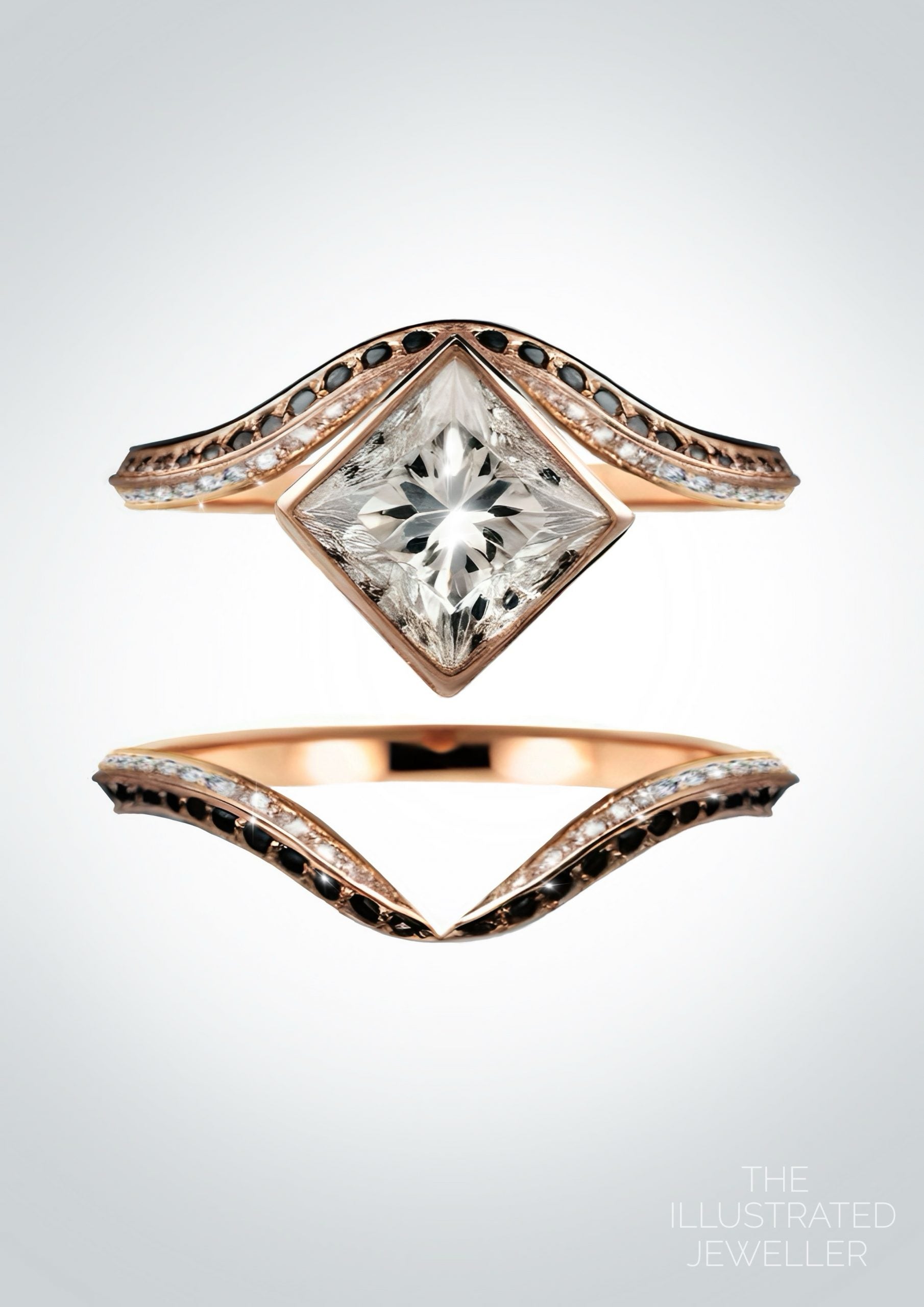 Starlight diamond bridal set rose gold