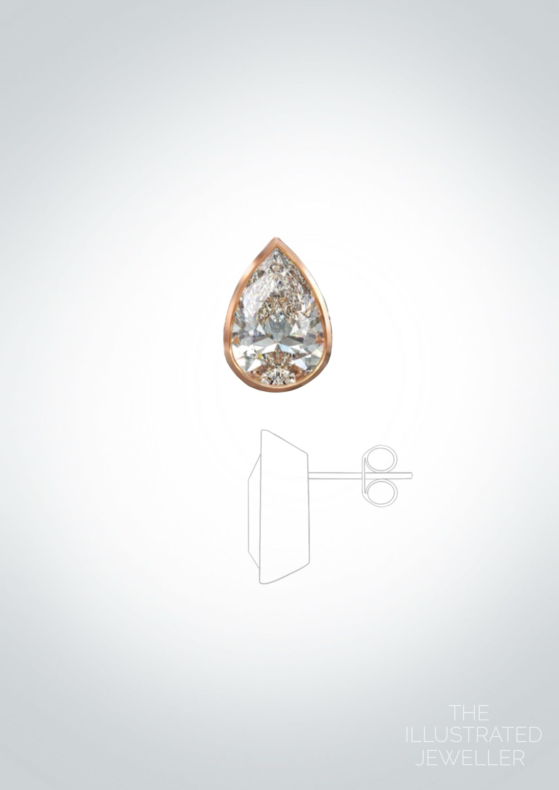 Pear diamond stud earrings Rose gold