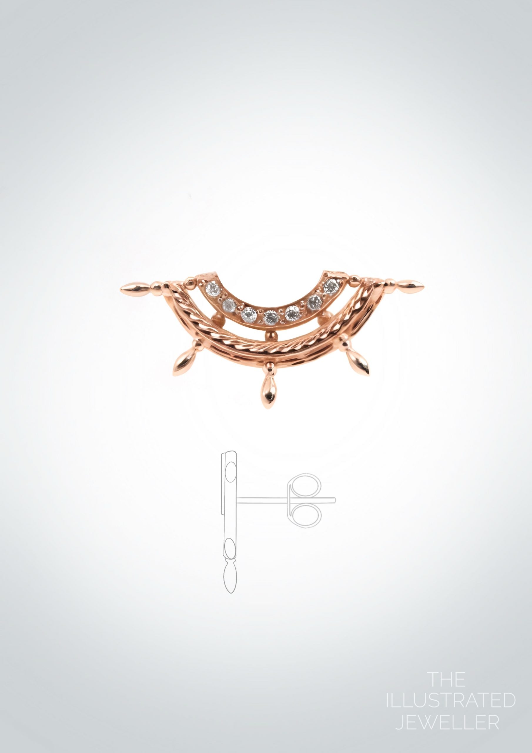 Ship wreck stud earrings Rose gold