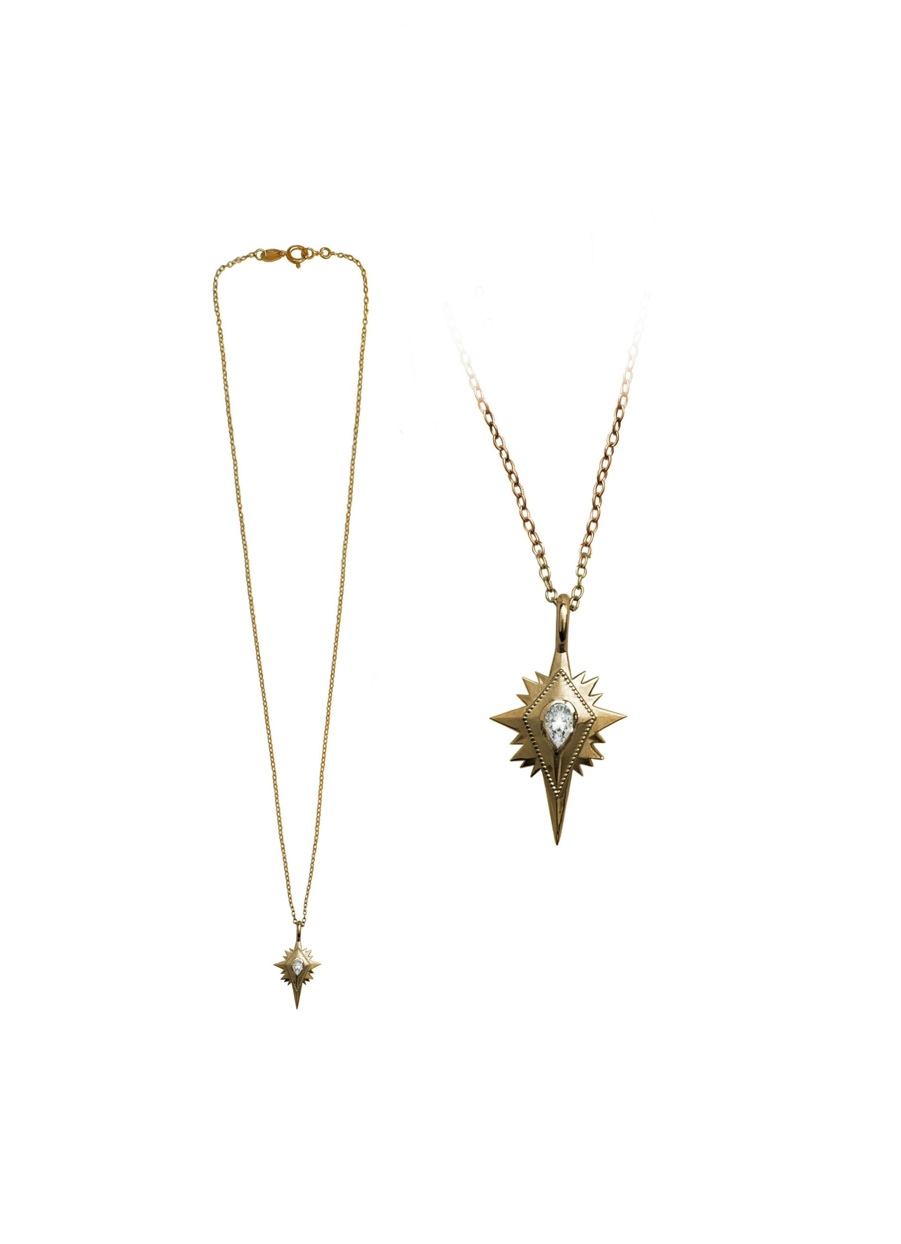 Gold Northern Star Pendant, Ultra Thin Trace Chain