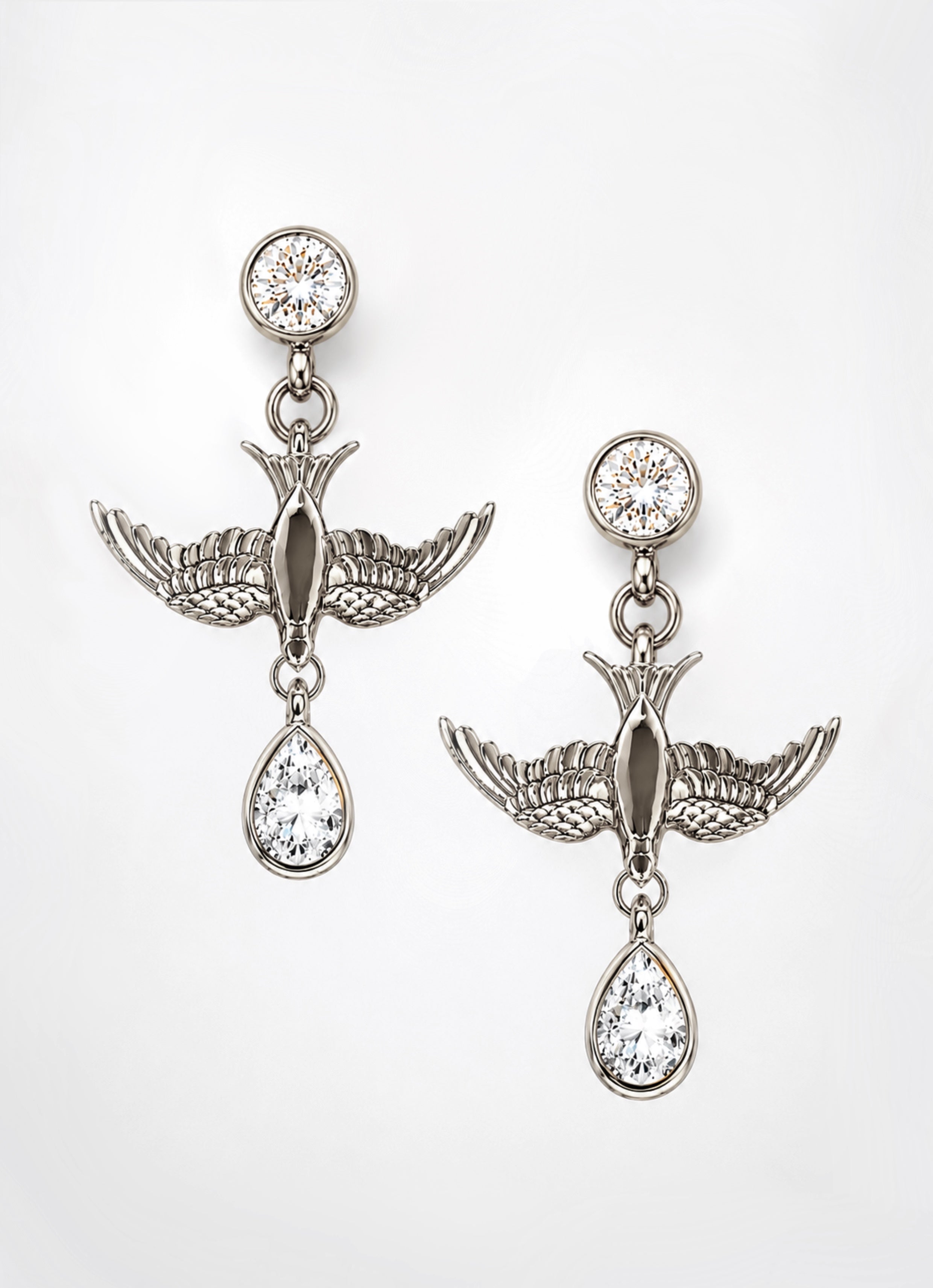 Swallow Swoop Diamond Drop Earrings