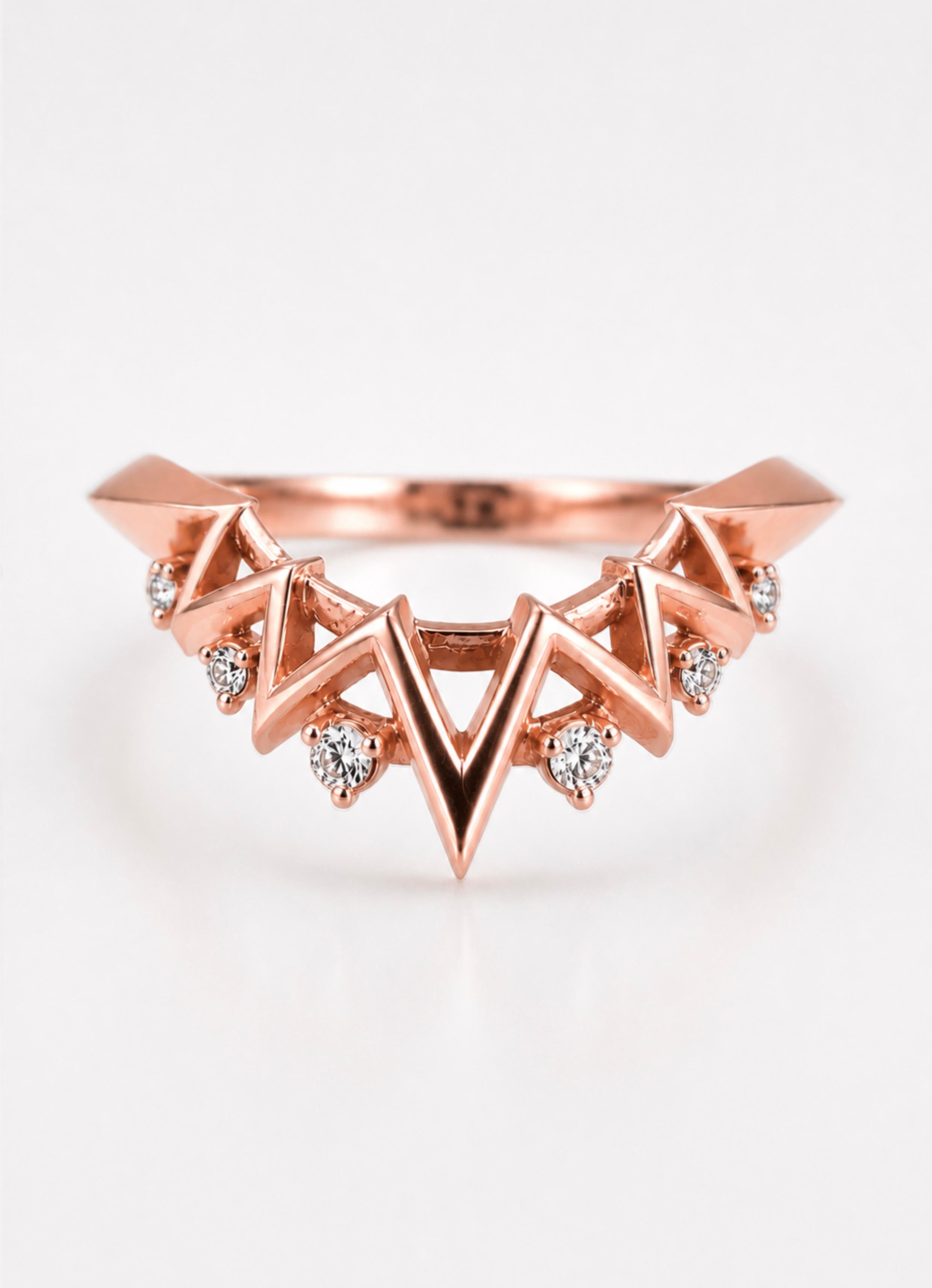 Compass & Crescent Moon Diamond Ring