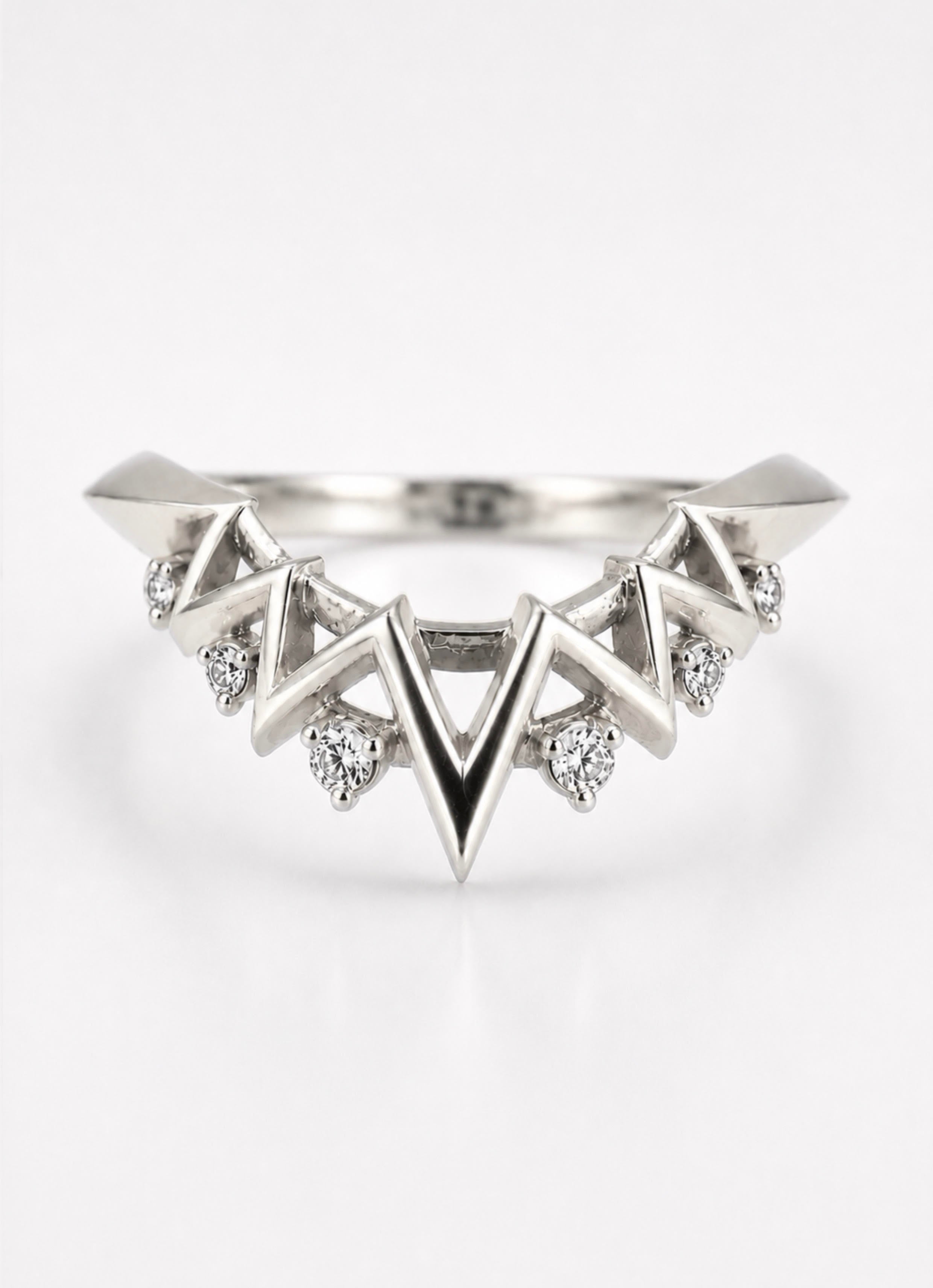 Compass & Crescent Moon Diamond Ring