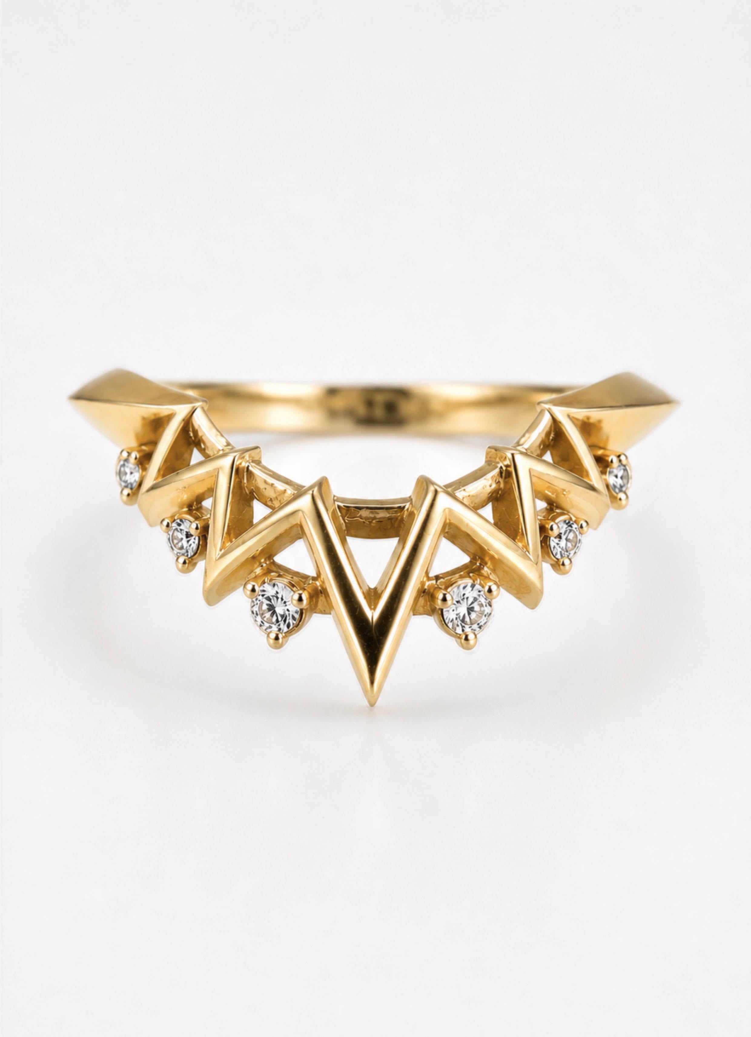 Compass & Crescent Moon Diamond Ring