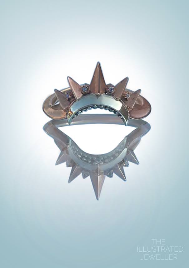 SAMPLE SALE: Moon And Stars Diamond Ring, 9ct White And Rose Gold