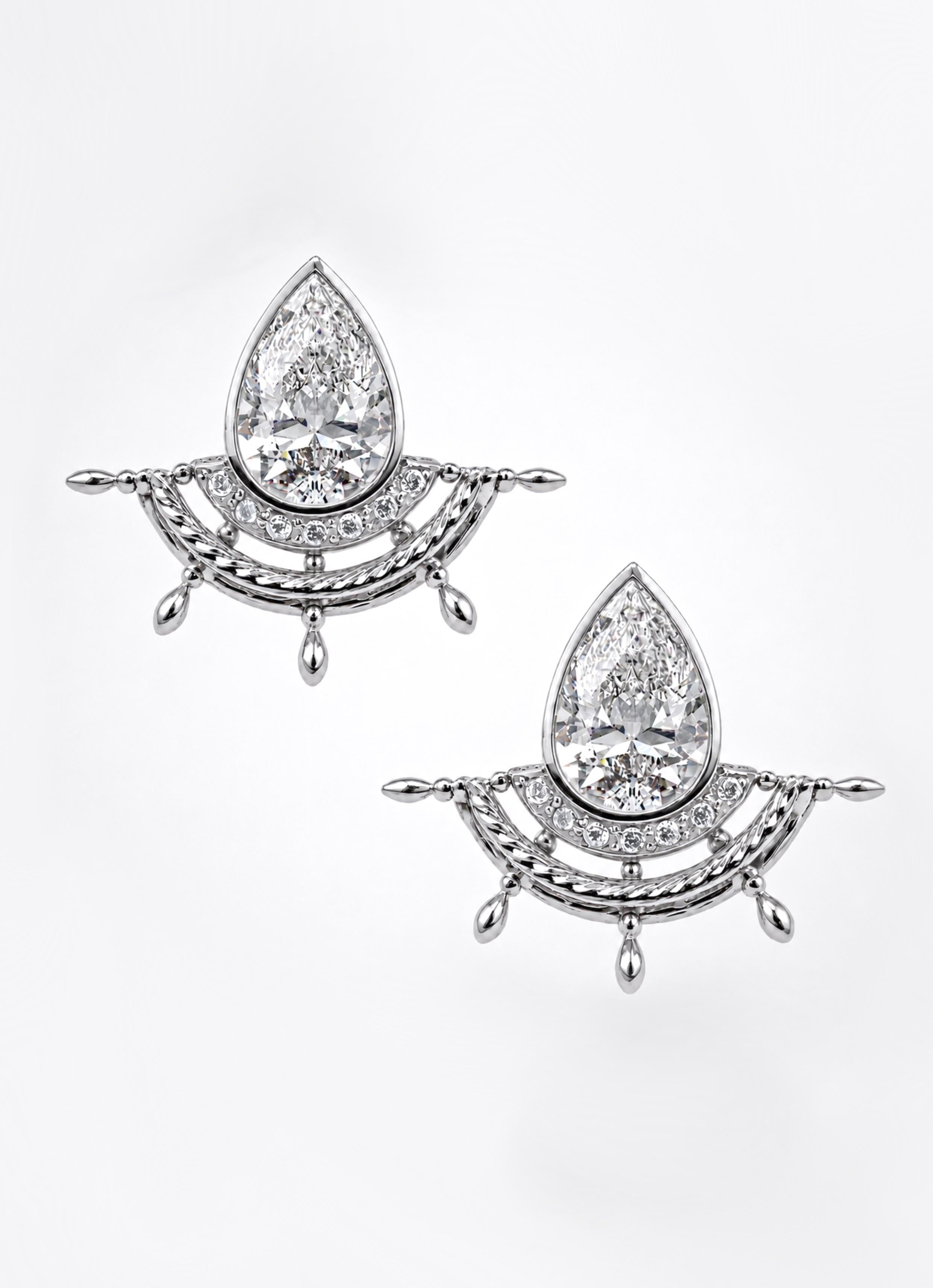 Pear Diamond Shipwreck Wheel Earrings