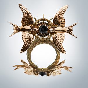 “Ascension ring” & “Ship wreck” stacks, Rose gold (mirror finish)