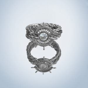 “lost soul” ring with “Ship wreck” stack White gold with white topaz (mirror finish)
