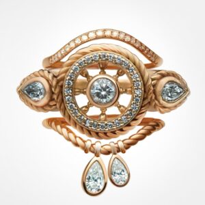 “Eye of the storm” diamond stacks Rose gold