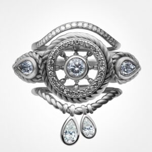 “Eye of the storm” diamond stack White gold