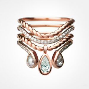 “Ocean wave” diamond stacks Rose gold