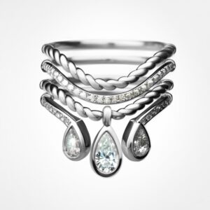 “Ocean wave” diamond Stacks white gold