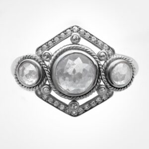 “Celestial ring” twisted rope diamond ring White gold
