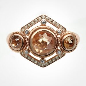 “Celestial ring” twisted rope diamond ring rose gold