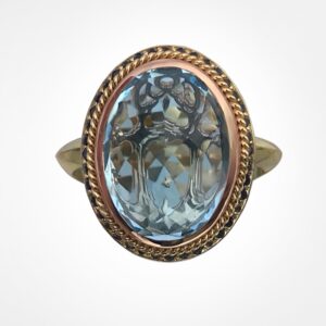 “What lies beneath” twisted rope gemstone ring mixed golds