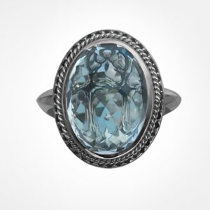 “What lies beneath” twisted rope gemstone ring White gold