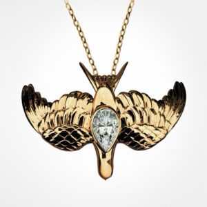Swallow diamond pendant, Yellow gold