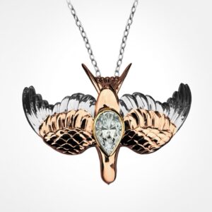 Large swallow diamond pendant Mixed gold