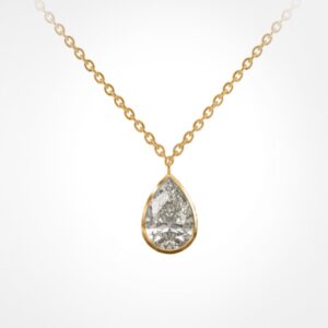 Pear diamond necklace, yellow gold