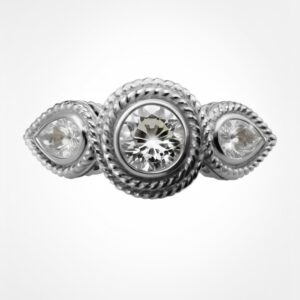 White Gold Infinity Diamond Engagement Ring - Ship Rope Design