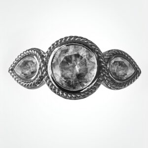 Full Moon, salt and pepper diamond engagement ring, white gold