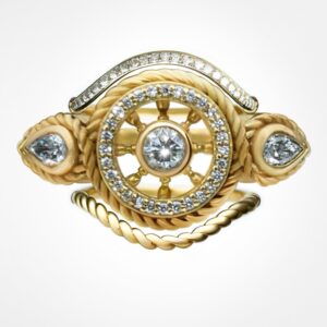 "EYE OF THE STORM" Ocean wave diamond stack, yellow gold