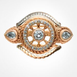 "EYE OF THE STORM" Ocean wave diamond stack, rose gold