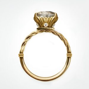 Swallow tail diamond engagement ring Yellow gold