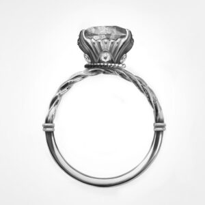 Swallow tail diamond engagement ring White gold