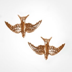 Small Swallow stud earrings, Rose gold (mirror finish)