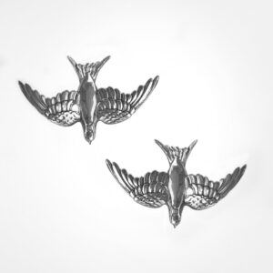 Small Swallow stud earrings, white gold (mirror finish)