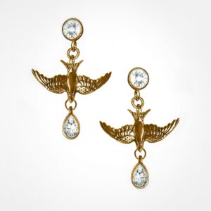 Swallow swoop diamond earrings Yellow gold (mirror finish)