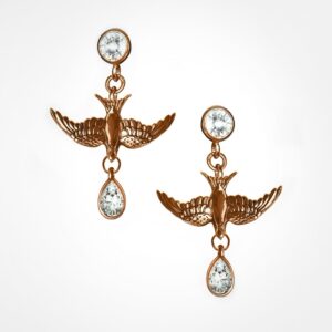 Swallow swoop diamond earrings Rose gold