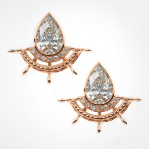 Pear diamond ship wreck earrings Rose gold (mirror finish)