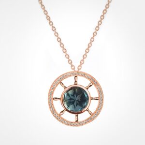 Ship wheel diamond halo rose gold (mirror finish)