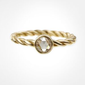 “lost souls” ring with rose cut diamond, yellow gold