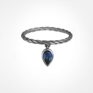 Twisted rope ring with gemstone charm white gold