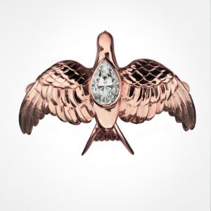 Swallow bird diamond ring rose gold