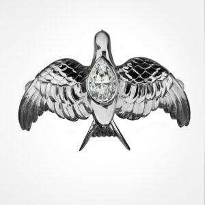 Swallow bird diamond ring white gold