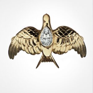 Swallow bird diamond ring yellow gold