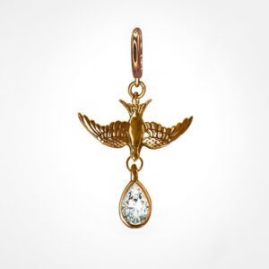 Safe Return Swallow Earring On Huggie clicker hoop, Rose Gold (Single)