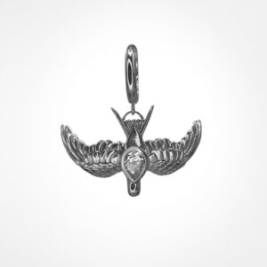 Swallow pear diamond earring on Huggie Clicker Hoop, white gold (single)