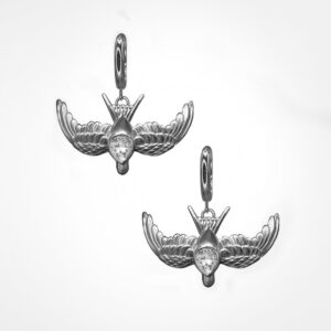 Swallow pear diamond earrings on Huggie Clicker Hoop, white gold