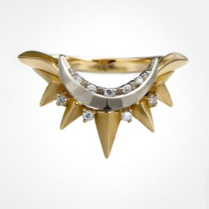 moon and stars diamond ring white and yellow gold