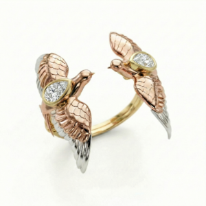 "Safe Return cocktail ring, pear diamonds (mixed gold)