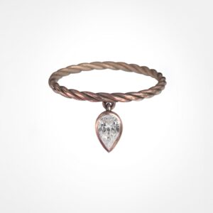 Twisted Rope Ring With diamond charm